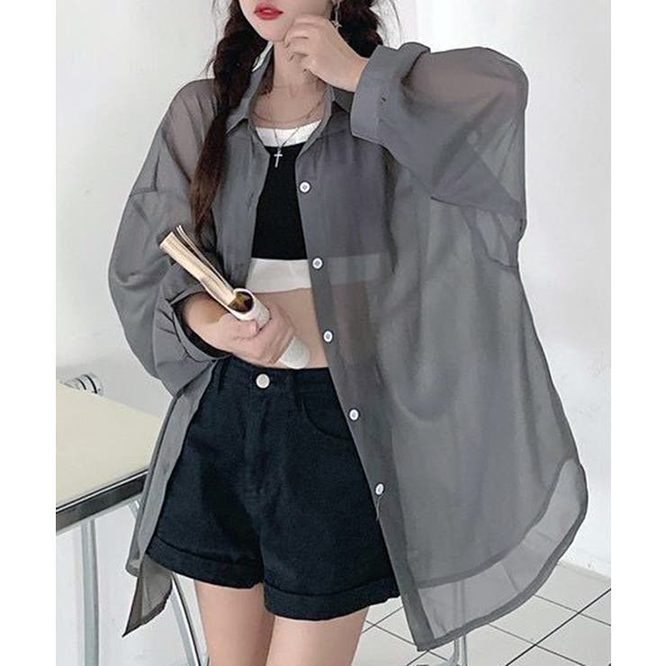 チャコールグレー | ルーズシアーシャツ 長袖 | Axis