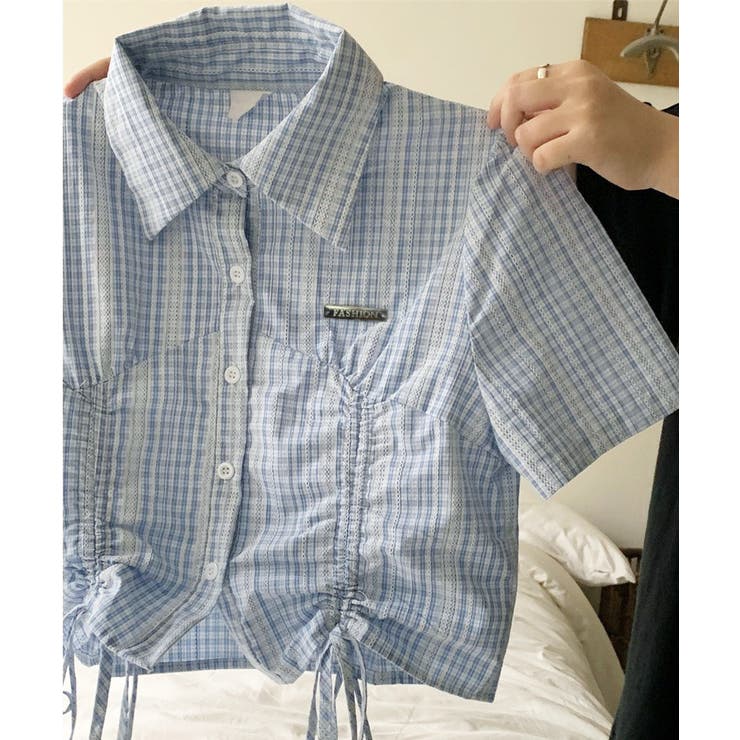 ドロストチェックワンポイントクロップドシャツ | Axis | 詳細画像10 