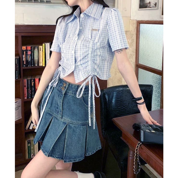 ドロストチェックワンポイントクロップドシャツ | Axis | 詳細画像3 