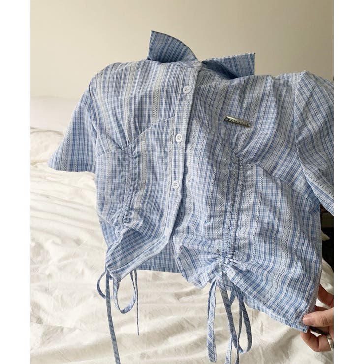 ドロストチェックワンポイントクロップドシャツ | Axis | 詳細画像7 