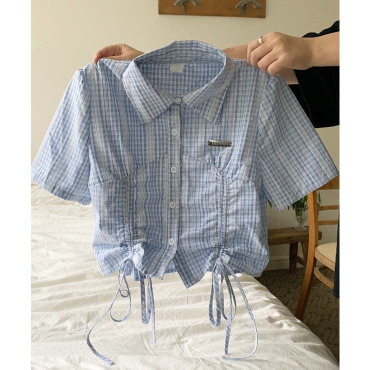 ドロストチェックワンポイントクロップドシャツ | Axis | 詳細画像8 