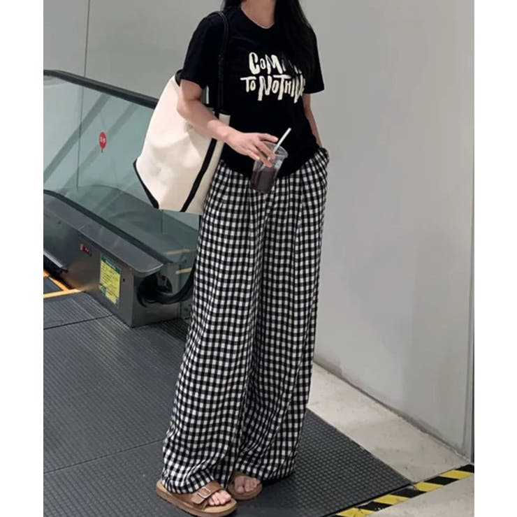 ギンガムチェックドロストワイドパンツ | Axis | 詳細画像2 