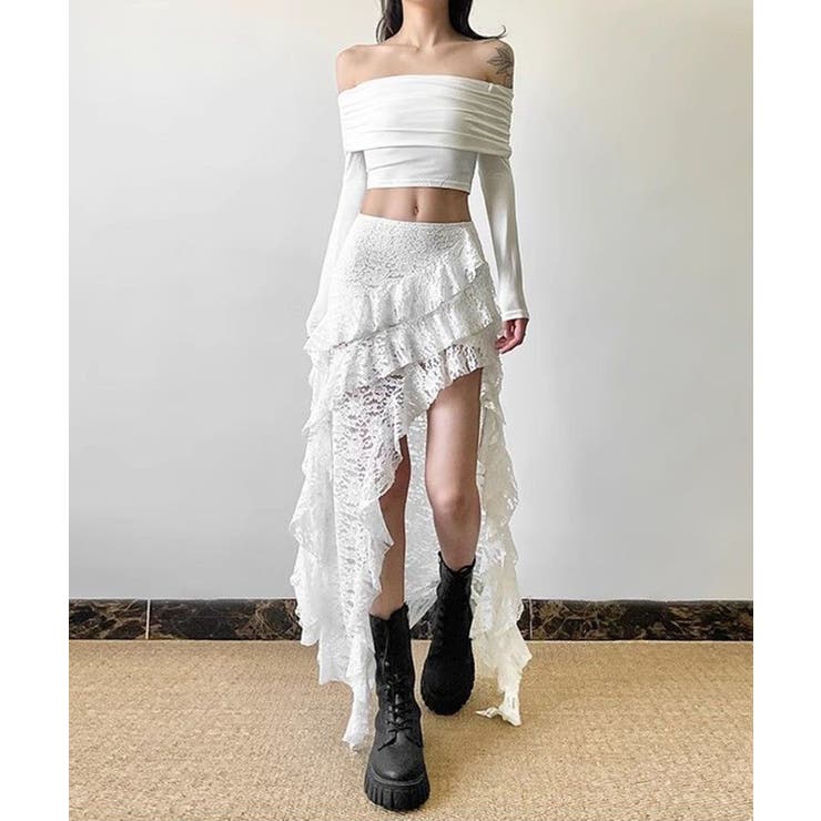 アシンメトリー レースロングスカート | Axis | 詳細画像10 