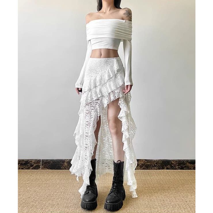 アシンメトリー レースロングスカート | Axis | 詳細画像11 