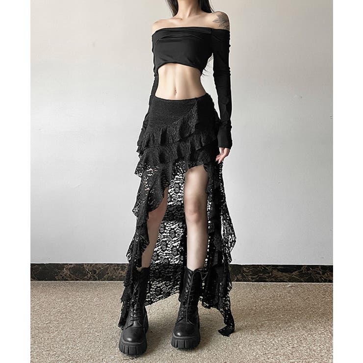 アシンメトリー レースロングスカート | Axis | 詳細画像2 