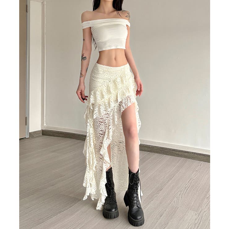 アシンメトリー レースロングスカート | Axis | 詳細画像5 