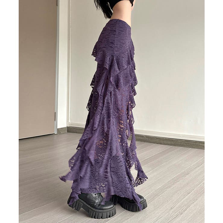 アシンメトリー レースロングスカート | Axis | 詳細画像7 