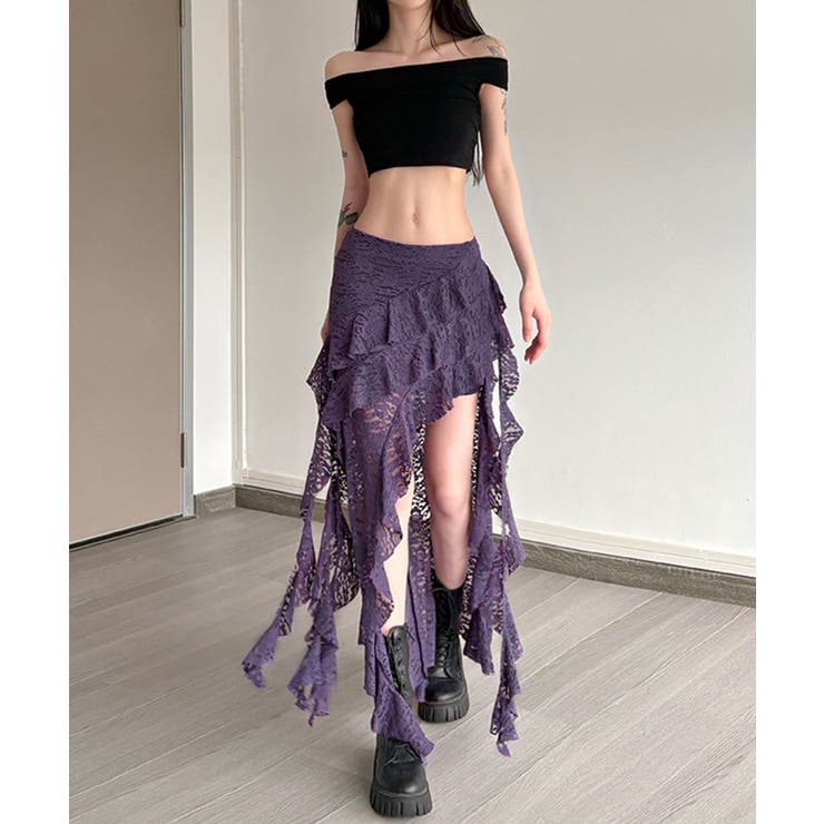 アシンメトリー レースロングスカート | Axis | 詳細画像9 