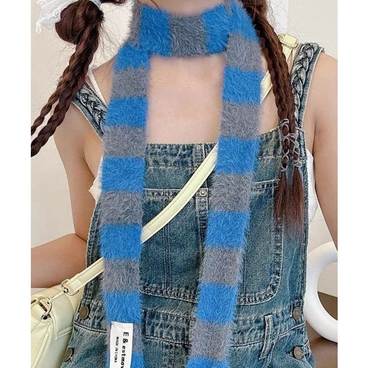 ボーダー柄ファーナローマフラー | Axis | 詳細画像2 