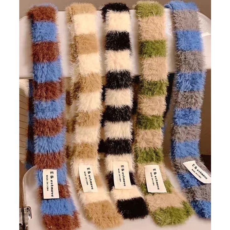 ボーダー柄ファーナローマフラー | Axis | 詳細画像3 