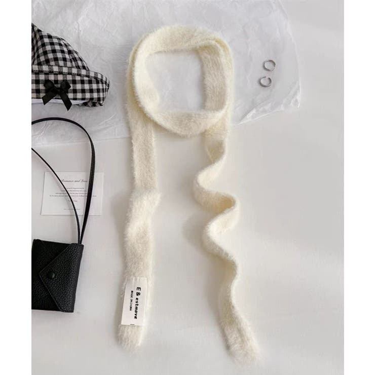 ホワイト | シャギーナローマフラー ボーダータイ | Axis