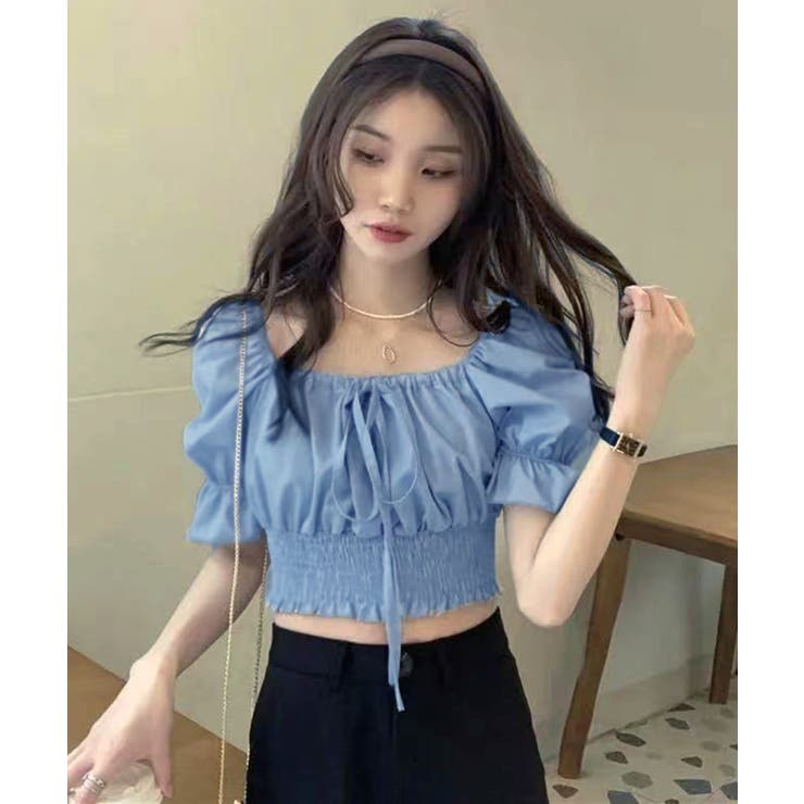 フロントリボンギャザーパフスリーブ ブラウス | Axis | 詳細画像3 