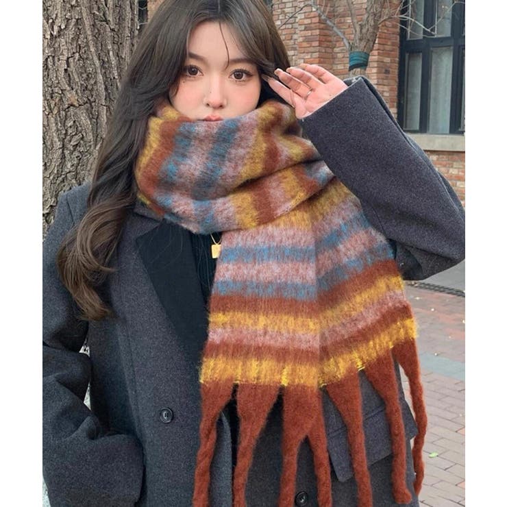 アソート フリンジマフラー ソリッド チェック 大判 | Axis | 詳細画像11 