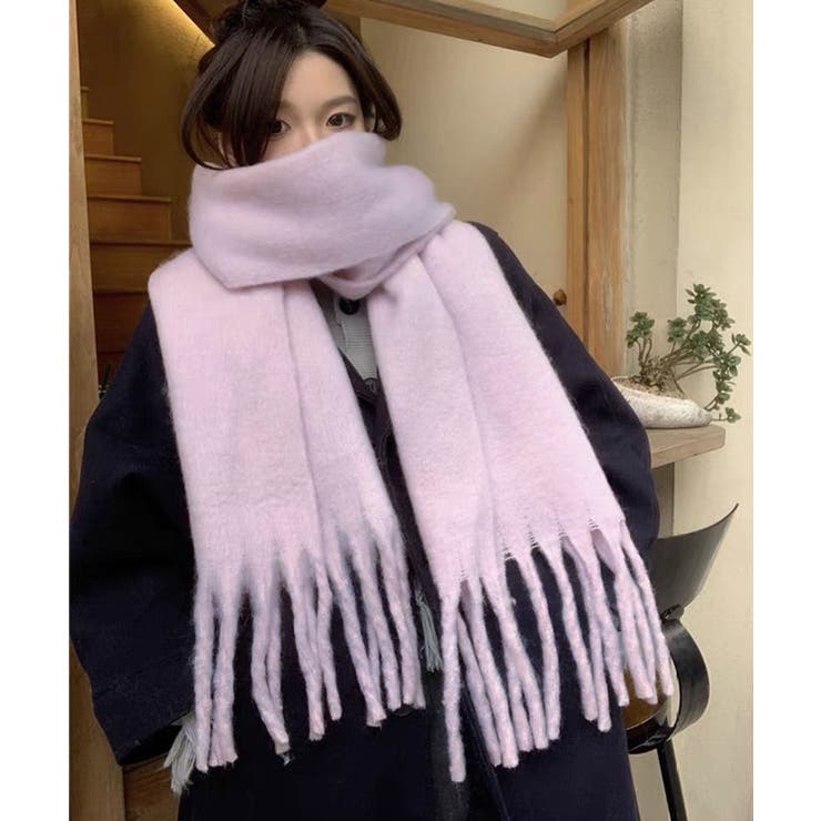 アソート フリンジマフラー ソリッド チェック 大判 | Axis | 詳細画像5 