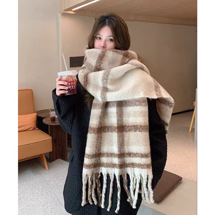 アソート フリンジマフラー ソリッド チェック 大判 | Axis | 詳細画像9 