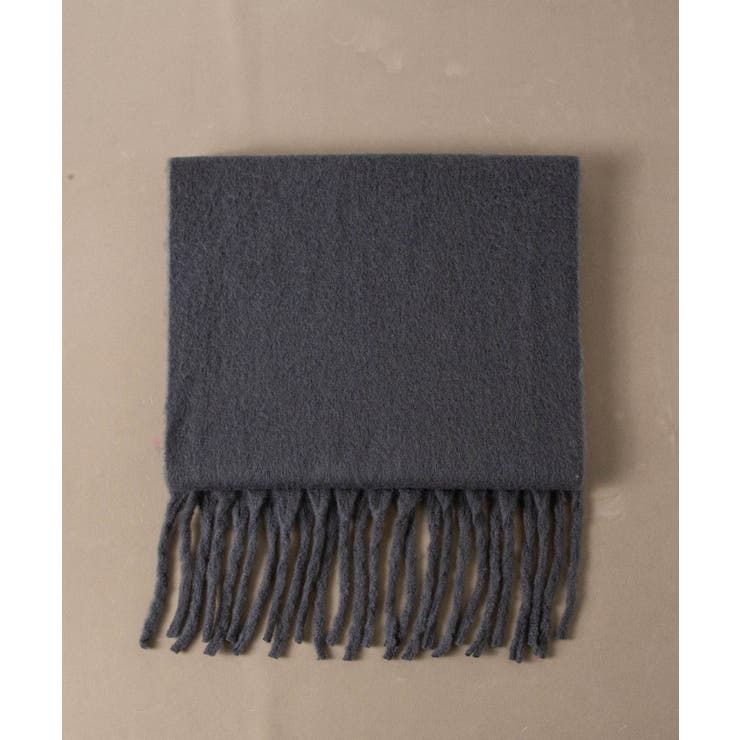 グレー | アソート フリンジマフラー ソリッド チェック 大判 | Axis