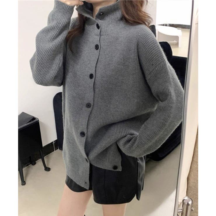 衿付きリブニットカーディガン | Axis | 詳細画像1 