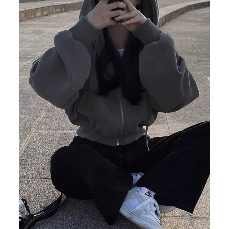 グレー系 | ショート丈 フード付きパーカー | Axis