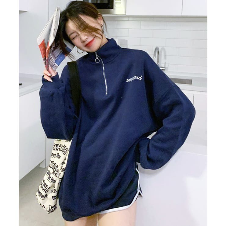 ワンポイント刺繍入り ハーフジップスウェット | Axis | 詳細画像10 