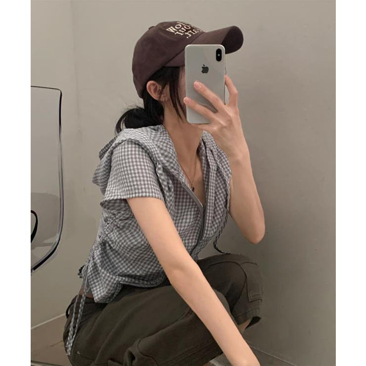 ギンガムチェックZIPフード付きシャツ | Axis | 詳細画像6 