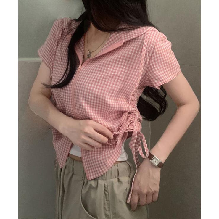 ギンガムチェックZIPフード付きシャツ | Axis | 詳細画像7 