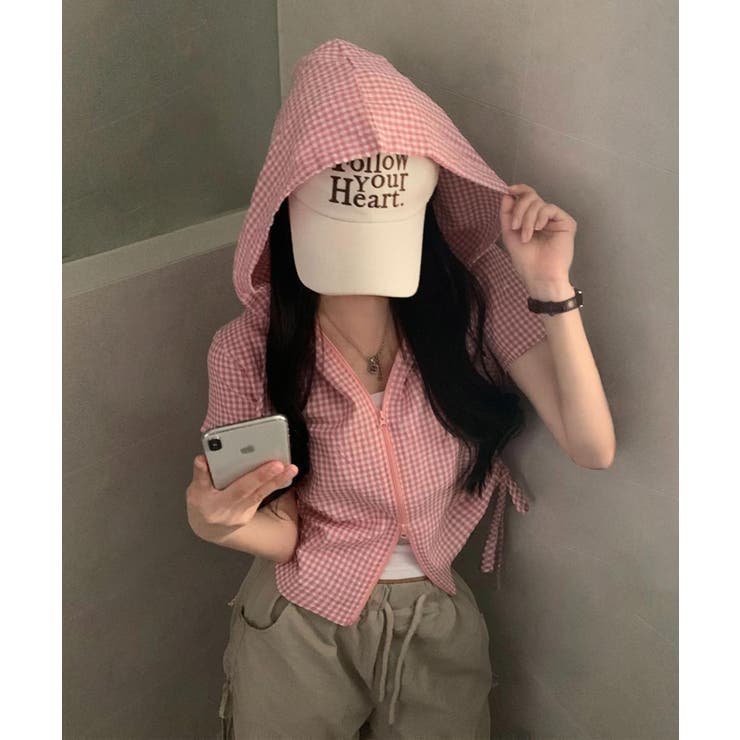 ギンガムチェックZIPフード付きシャツ | Axis | 詳細画像8 