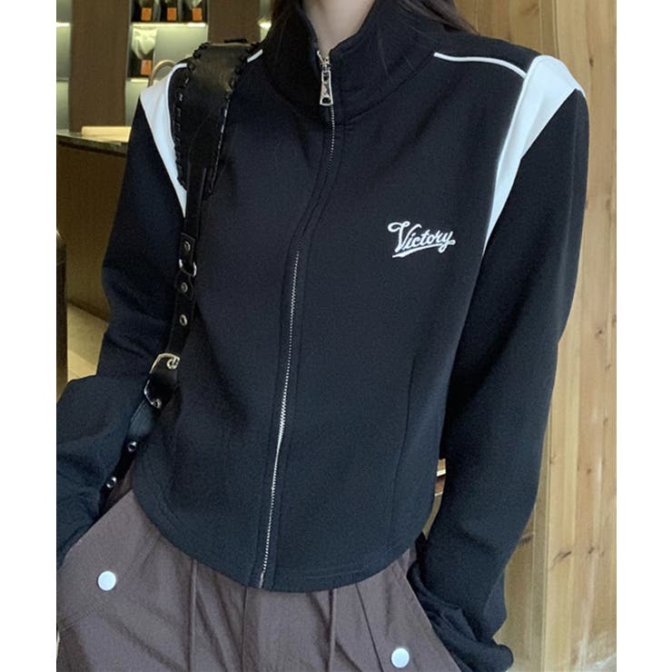 ブラック | ショルダー切り替えZIPジャケット | Axis