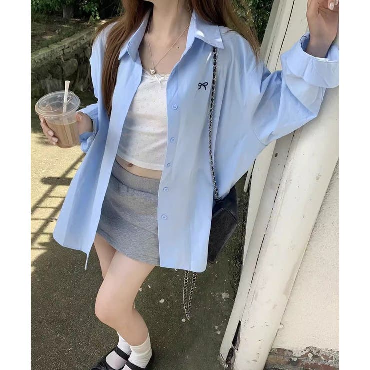 ブルー | リボンロゴシャツ | Axis