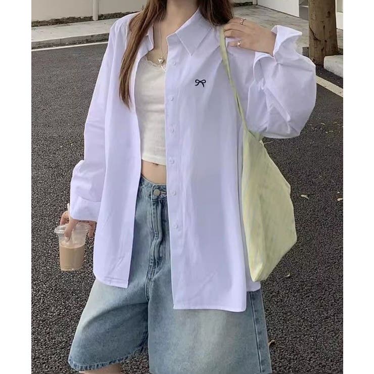 ホワイト | リボンロゴシャツ | Axis