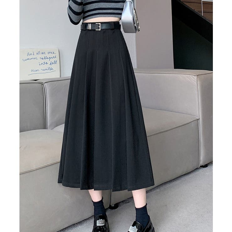 ブラック | クラシックプリーツロングスカート | Axis