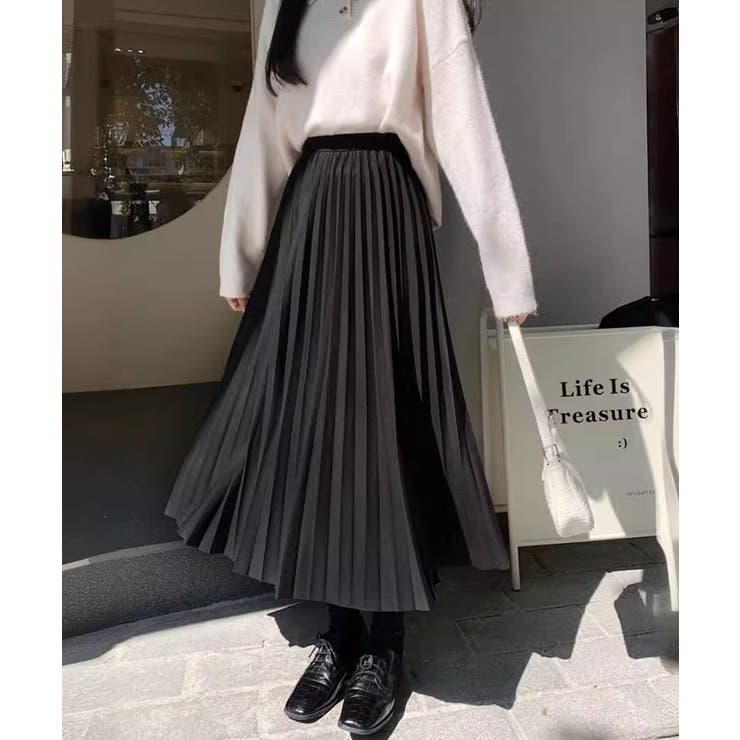 ブラック | ロングプリーツスカート | Axis