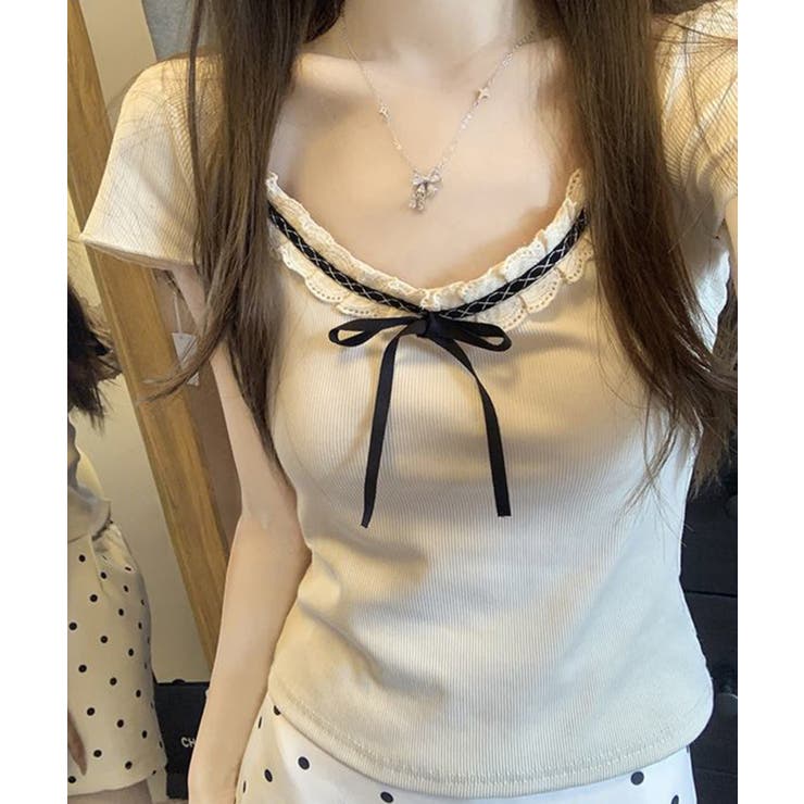 リボンレース デザインコンパクトトップス | Axis | 詳細画像1 