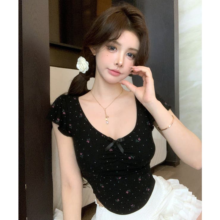 小花モチーフ チビリボン コンパクト Tシャツ | Axis | 詳細画像11 