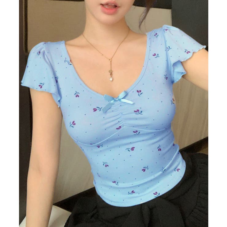小花モチーフ チビリボン コンパクト Tシャツ | Axis | 詳細画像19 