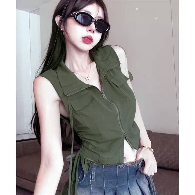 サイドシャーリング Wポケット スタンドショートベスト | Axis | 詳細画像6 