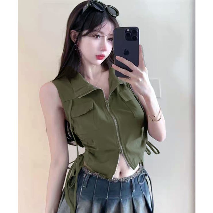 サイドシャーリング Wポケット スタンドショートベスト | Axis | 詳細画像7 