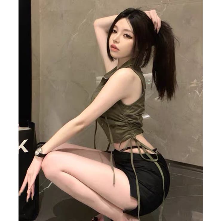 サイドシャーリング Wポケット スタンドショートベスト | Axis | 詳細画像9 