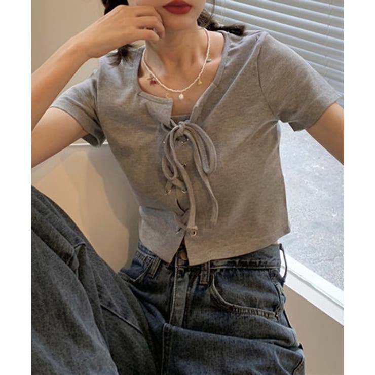 レースアップデザイン ショート丈 トップス | Axis | 詳細画像5 