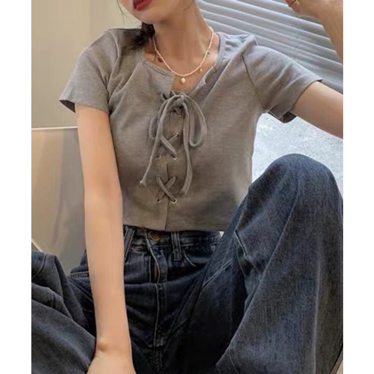 レースアップデザイン ショート丈 トップス | Axis | 詳細画像6 