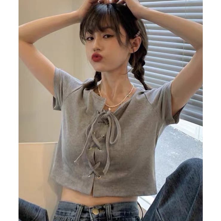 レースアップデザイン ショート丈 トップス | Axis | 詳細画像7 