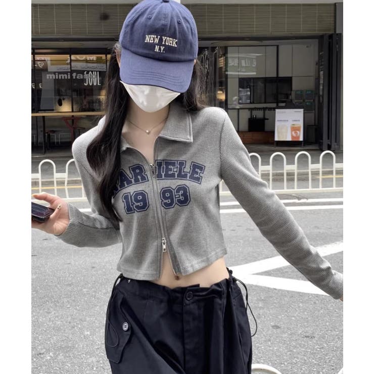衿付きショートZIPトップス | Axis | 詳細画像1 
