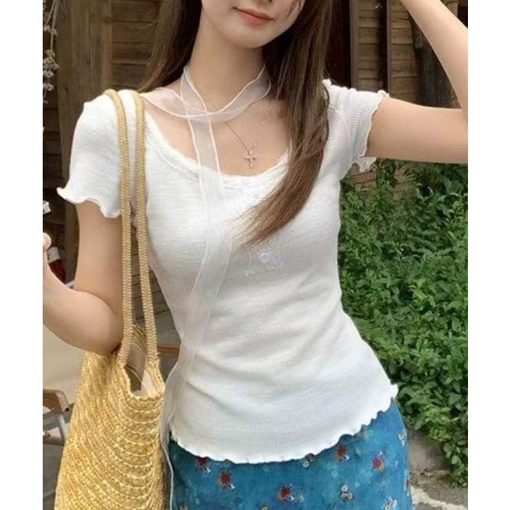 レースタイ付きフェミニンリブTシャツセット | Axis | 詳細画像6 