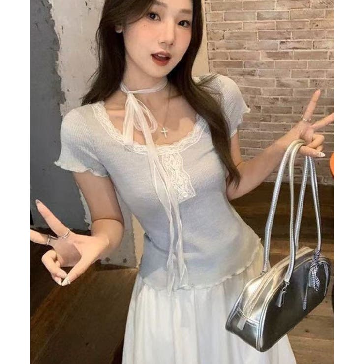 レースタイ付きフェミニンリブTシャツセット | Axis | 詳細画像7 