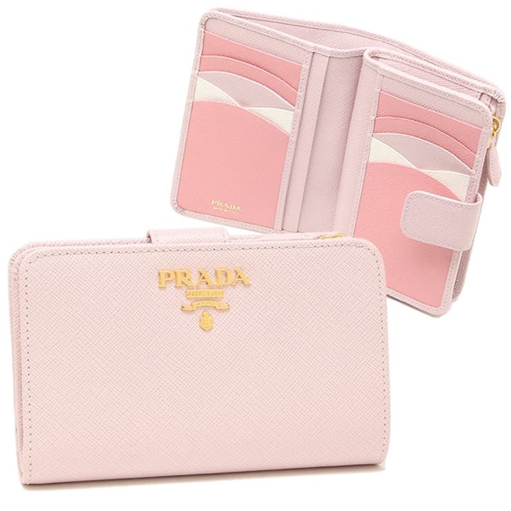 プラダ PRADA 財布(二つ折り財布) サフィアーノピンク レディース