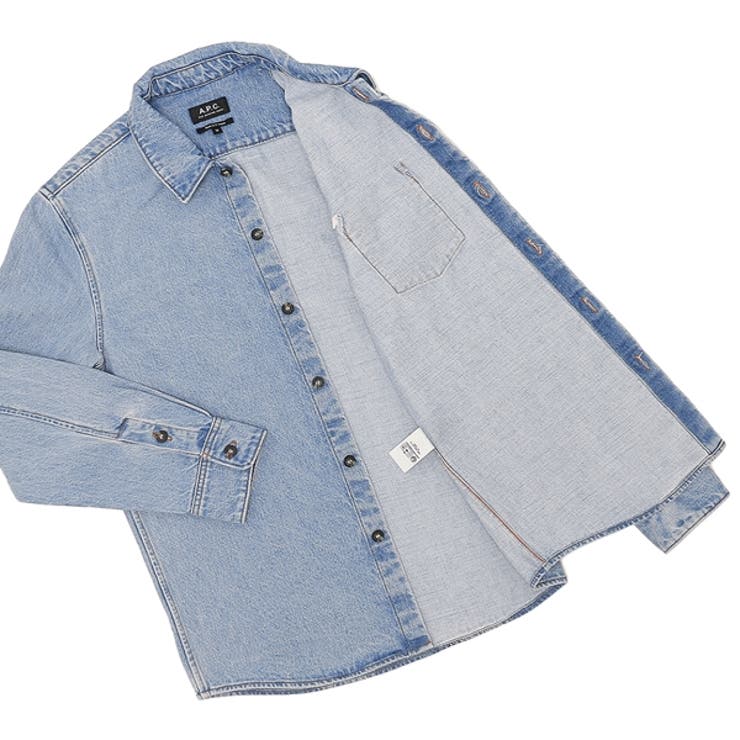 アーペーセーシャツ長袖シャツデニムシャツブルーメンズAPCH02837COGEJIAB