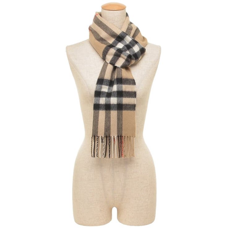 バーバリーマフラージャイアントチェックベージュブラックレディースBURBERRY8076576A7026