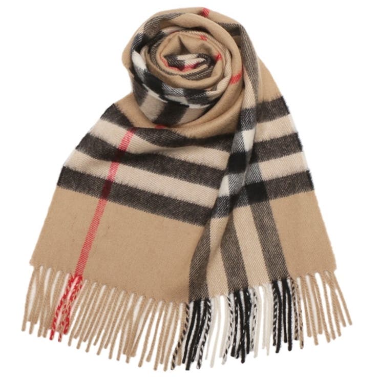 バーバリーマフラージャイアントチェックベージュブラックレディースBURBERRY8076576A7026