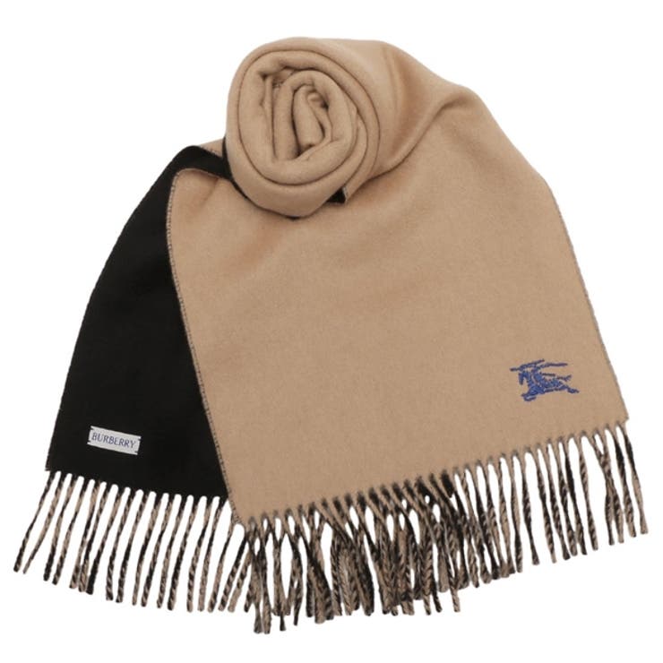 バーバリーマフラーカシミアベージュブラックレディースBURBERRY8077827A1189