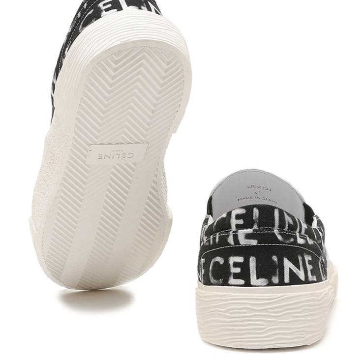 セリーヌスリッポンエリオットスリッポンロゴローカットブラックホワイトメンズCELINE346932355C38AB