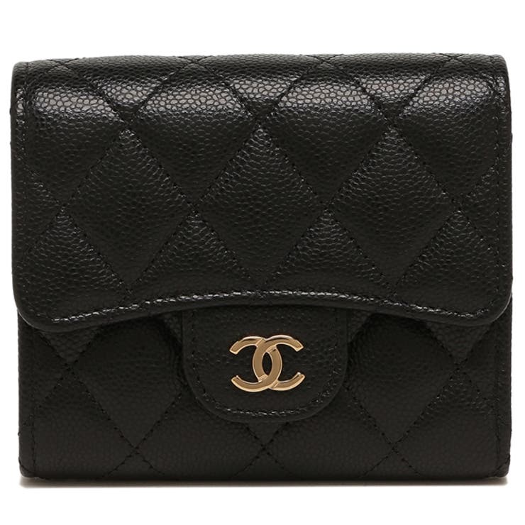 シャネル三つ折り財布マトラッセコンパクトウォレットブラックレディースCHANELAP0229B10583C3906